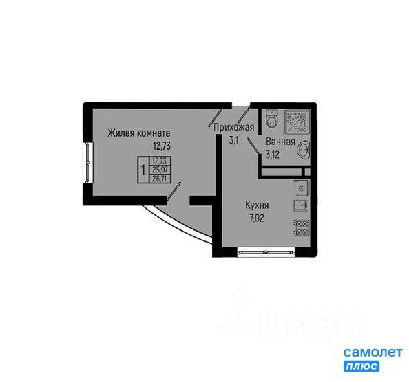 
  Продается 1-комн. квартира 26.7 м². Фото 22.