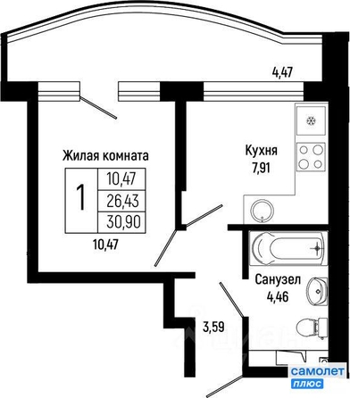 
  Продается 1-комн. квартира 30.9 м². Фото 22.