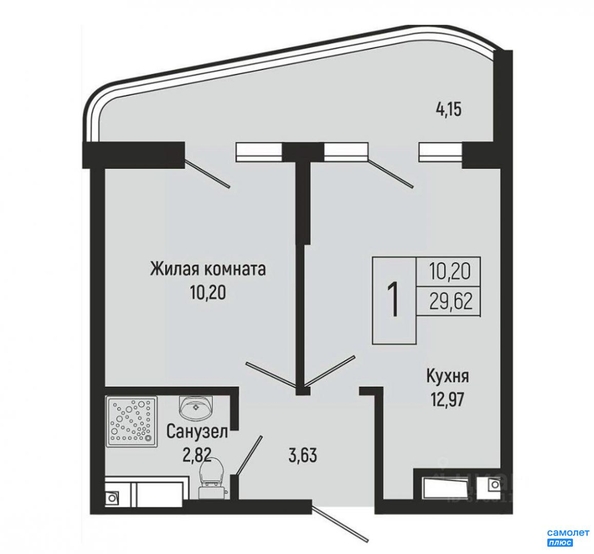 
  Продается 1-комн. квартира 33.8 м². Фото 22.