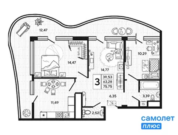 
  Продается 3-комн. квартира 75.75 м². Фото 22.