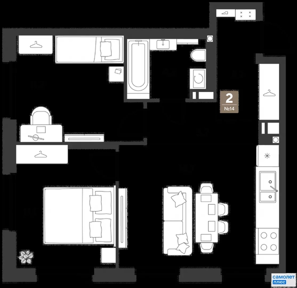 
  Продается 2-комн. квартира 53.5 м², в ЖК ГРЕЙД, литер 14. Фото 19.
