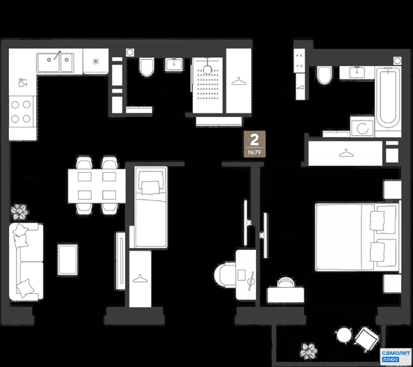 
  Продается 2-комн. квартира 55.5 м², в ЖК ГРЕЙД, литер 14. Фото 19.