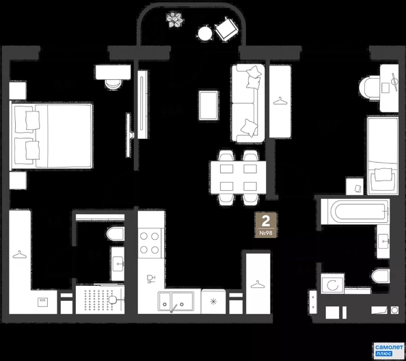 
  Продается 2-комн. квартира 59 м², в ЖК ГРЕЙД, литер 14. Фото 19.