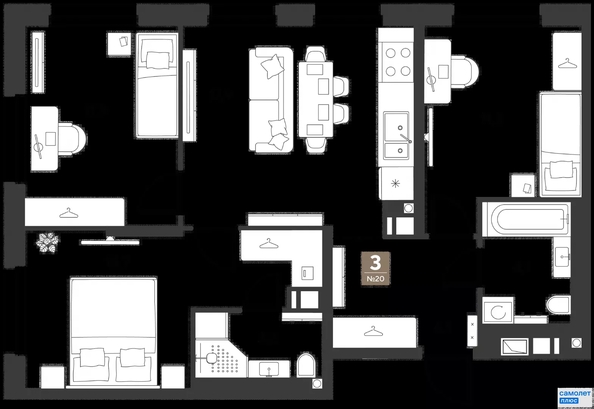 
  Продается 3-комн. квартира 68.2 м², в ЖК ГРЕЙД, литер 14. Фото 19.