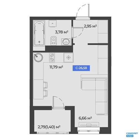 
  Продается студия 26.58 м². Фото 13.