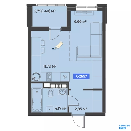 
  Продается студия 27 м². Фото 13.