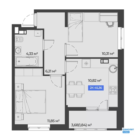 
  Продается 2-комн. квартира 45.3 м². Фото 13.