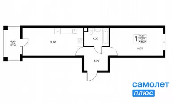 
  Продается 1-комн. квартира 43 м², в ЖК Кипарис, литер 6. Фото 16.