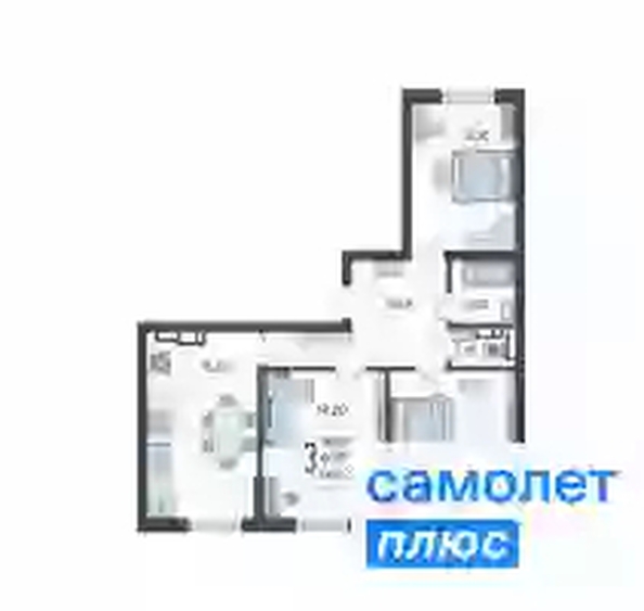 
  Продается 3-комн. квартира 68.2 м², в ЖК Смородина, литера 14. Фото 16.