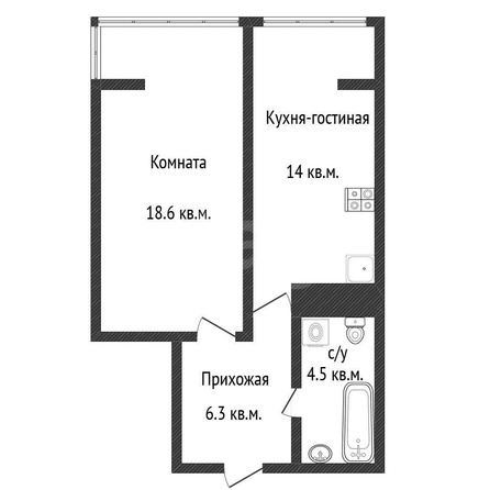 
  Продается 1-комн. квартира 43.4 м². Фото 1.