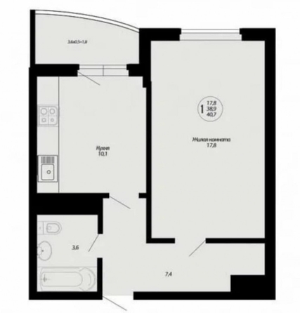 
  Продается 1-комн. квартира 40.7 м². Фото 20.
