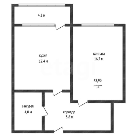
  Продается 1-комн. квартира 38.9 м². Фото 1.