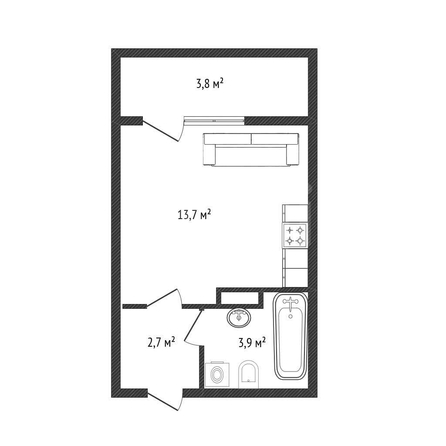 
  Продается студия 24.1 м², в ЖК Самолет, литера 28. Фото 23.