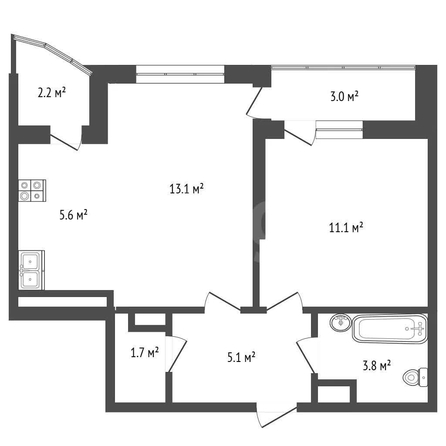 
  Продается 2-комн. квартира 40.6 м². Фото 1.