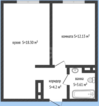 
  Продается 1-комн. квартира 38.3 м². Фото 1.