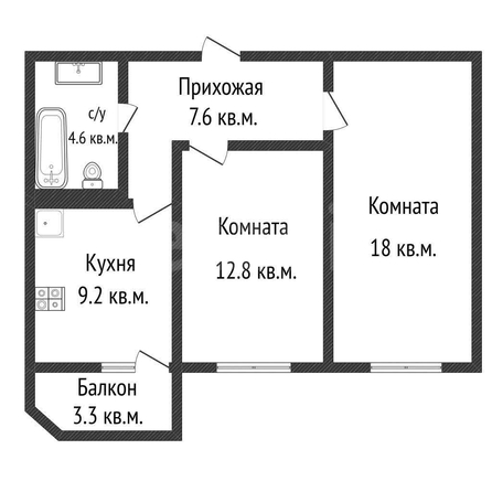 
  Продается 2-комн. квартира 52.2 м². Фото 1.