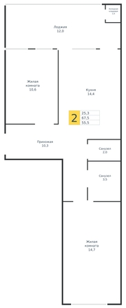
  Продается 2-комн. квартира 55.5 м², в ЖК Образцово, дом 10. Фото 8.