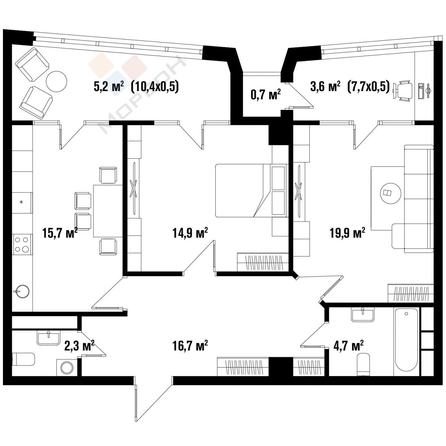 
   Продам 2-комнатную, 90.4 м², 40-летия Победы ул, 33с1

. Фото 7.