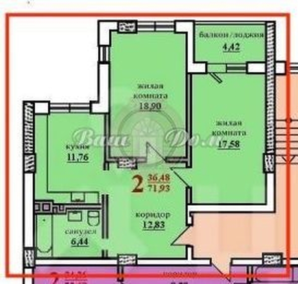 
  Продается 2-комн. квартира 72 м². Фото 3.