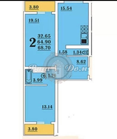 
  Продается 2-комн. квартира 71 м². Фото 13.