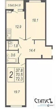 
   Продам 2-комнатную, 56.8 м², Адмиралтейский б-р, 3

. Фото 2.