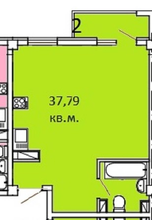 
   Продам 1-комнатную, 37.9 м², Калараша ул, 64/13к3

. Фото 2.