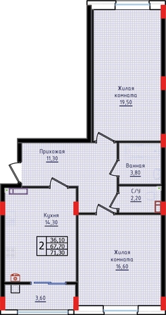 
   Продам 2-комнатную, 71.3 м², Суворов, дом 6

. Фото 2.
