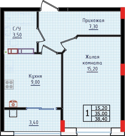 
  Продается 1-комн. квартира, 38.4 м², ЖК Суворов, дом 6
. Фото 2.