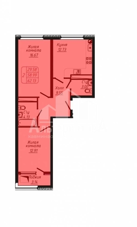 
  Продается 2-комн. квартира 62.13 м². Фото 2.
