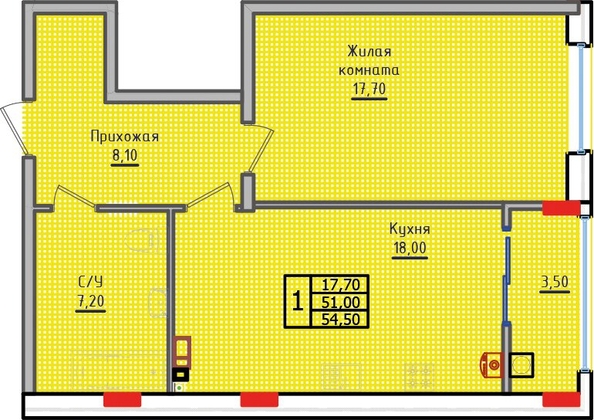 
  Продается 1-комн. квартира, 54.5 м², ЖК Суворов, дом 5
. Фото 2.