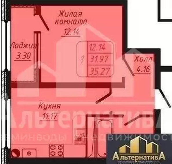 
  Продается 1-комн. квартира 35.27 м². Фото 22.