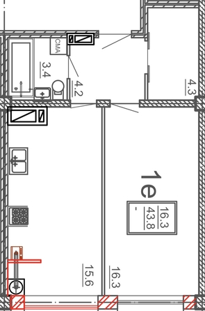 
  Продается 1-комн. квартира, 44 м², Пестова ул, д. 5
. Фото 6.