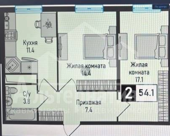 
  Продается 2-комн. квартира 54.1 м². Фото 3.