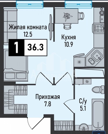 
  Продается 1-комн. квартира 36 м². Фото 3.
