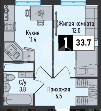 
  Продается 1-комн. квартира 36 м². Фото 4.