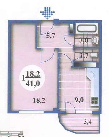 
  Продается 1-комн. квартира 41 м². Фото 1.