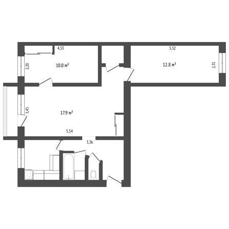 
   Продам 3-комнатную, 59 м², Вокзальная ул, 28

. Фото 12.