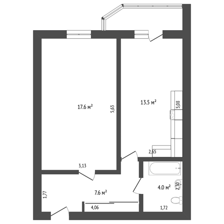 
   Продам 1-комнатную, 41.9 м², Краснофлотская ул, 88/1

. Фото 13.