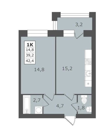 
  Продается 1-комн. квартира 42.4 м². Фото 5.
