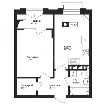
  Продается 1-комн. квартира 42.18 м². Фото 6.