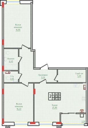 
  Продается 2-комн. квартира 84.1 м², в ЖК Суворов, дом 6. Фото 2.