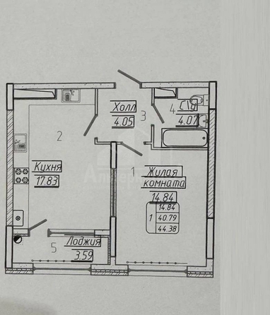 
  Продается 1-комн. квартира 44.38 м². Фото 2.