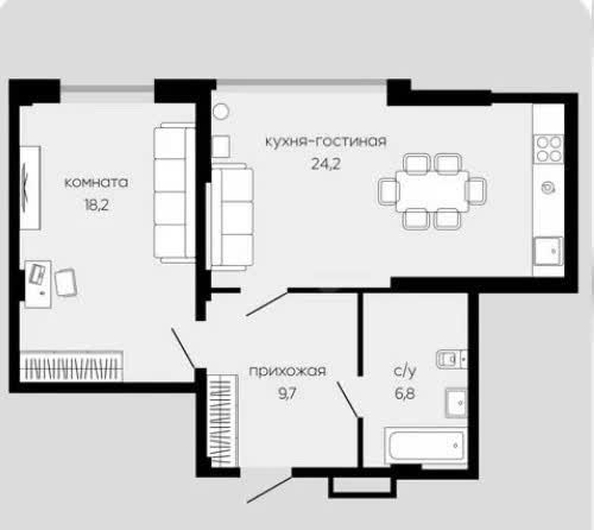 
  Сдается 1-комн. квартира 58.3 м². Фото 19.