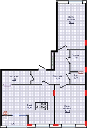 
  Продается 2-комн. квартира 83.9 м², в ЖК Суворов, дом 6. Фото 2.