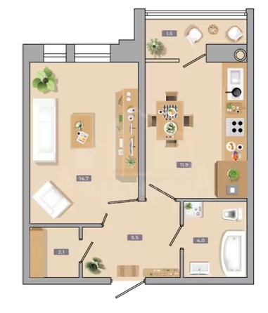 
  Продается 1-комн. квартира 40 м². Фото 2.