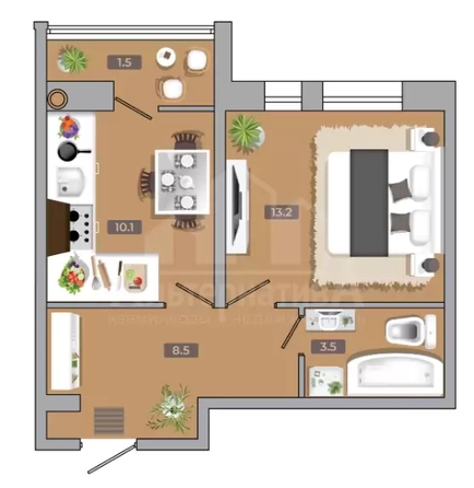 
  Продается 1-комн. квартира 35.3 м². Фото 1.