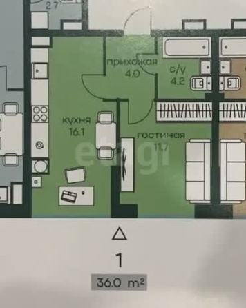 
  Продается 1-комн. квартира 35.3 м². Фото 2.