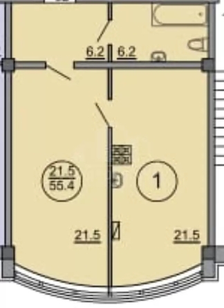 
  Продается 1-комн. квартира 55.4 м². Фото 7.