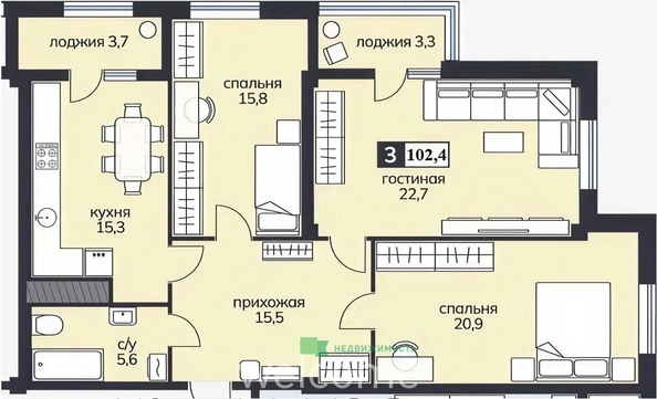 
  Продается 3-комн. квартира 102.4 м². Фото 8.