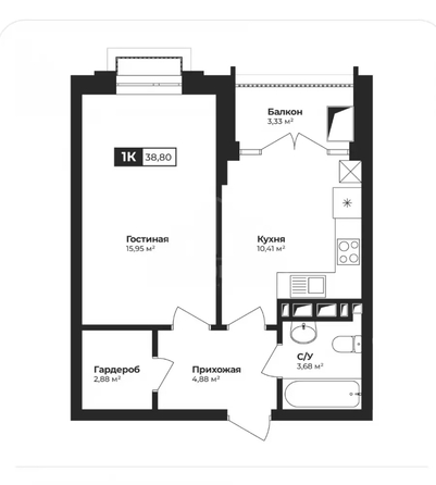 
  Продается 1-комн. квартира 41 м². Фото 1.